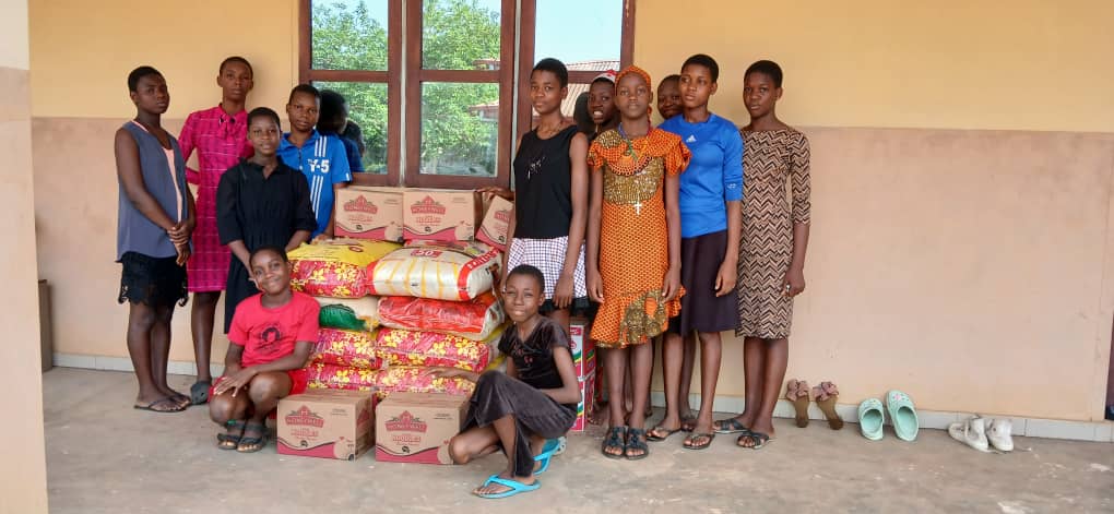 Children with donations