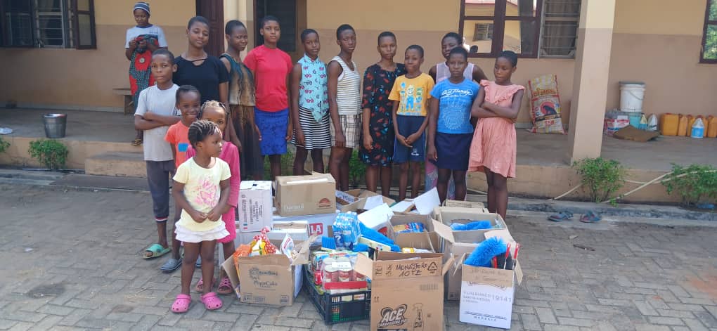 Children with supplies